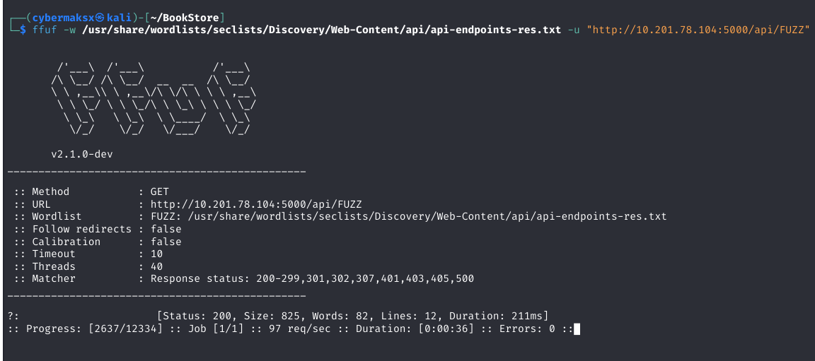 ffuf on port 5000 finding API docs endpoint
