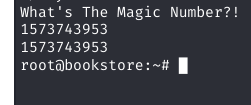 try-harder accepts 1573743953, spawns root shell, whoami → root