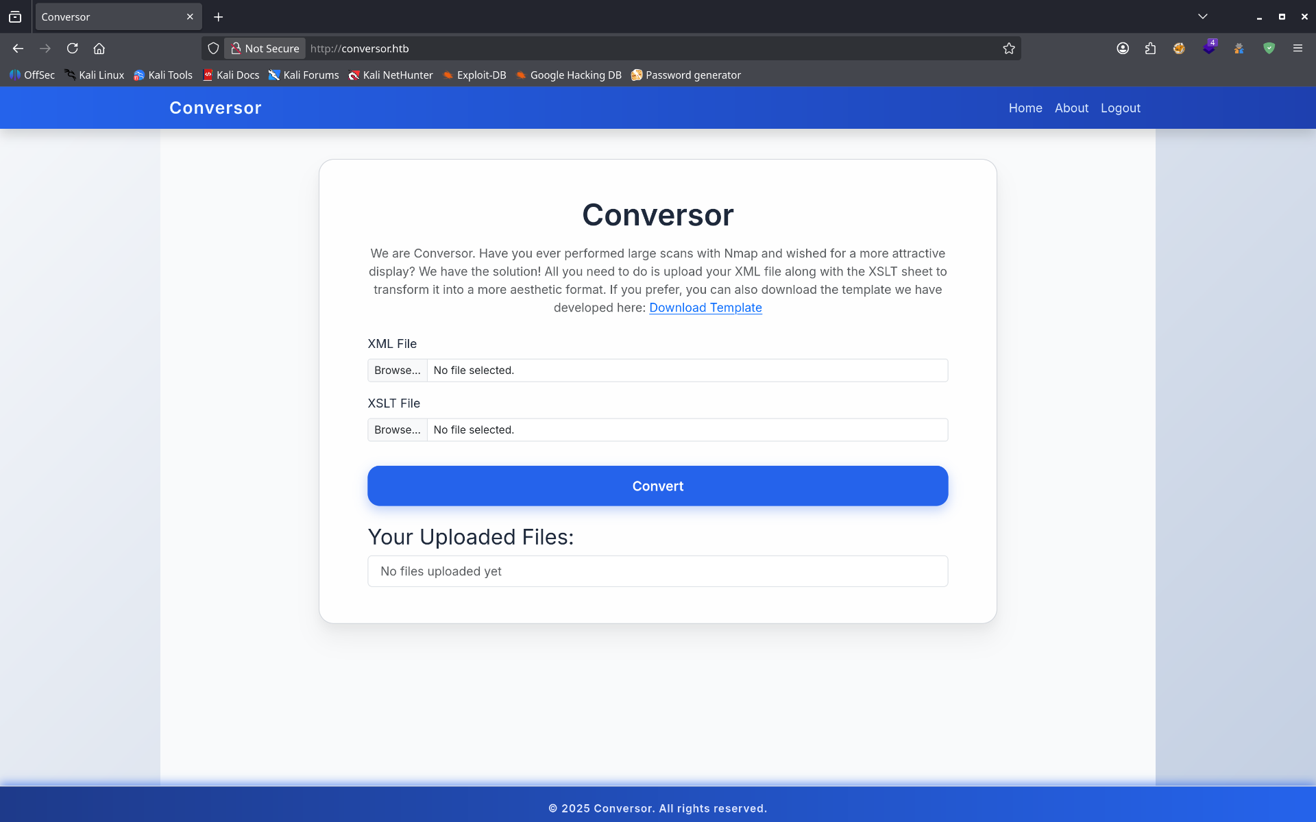 XML/XSLT converter web application interface
