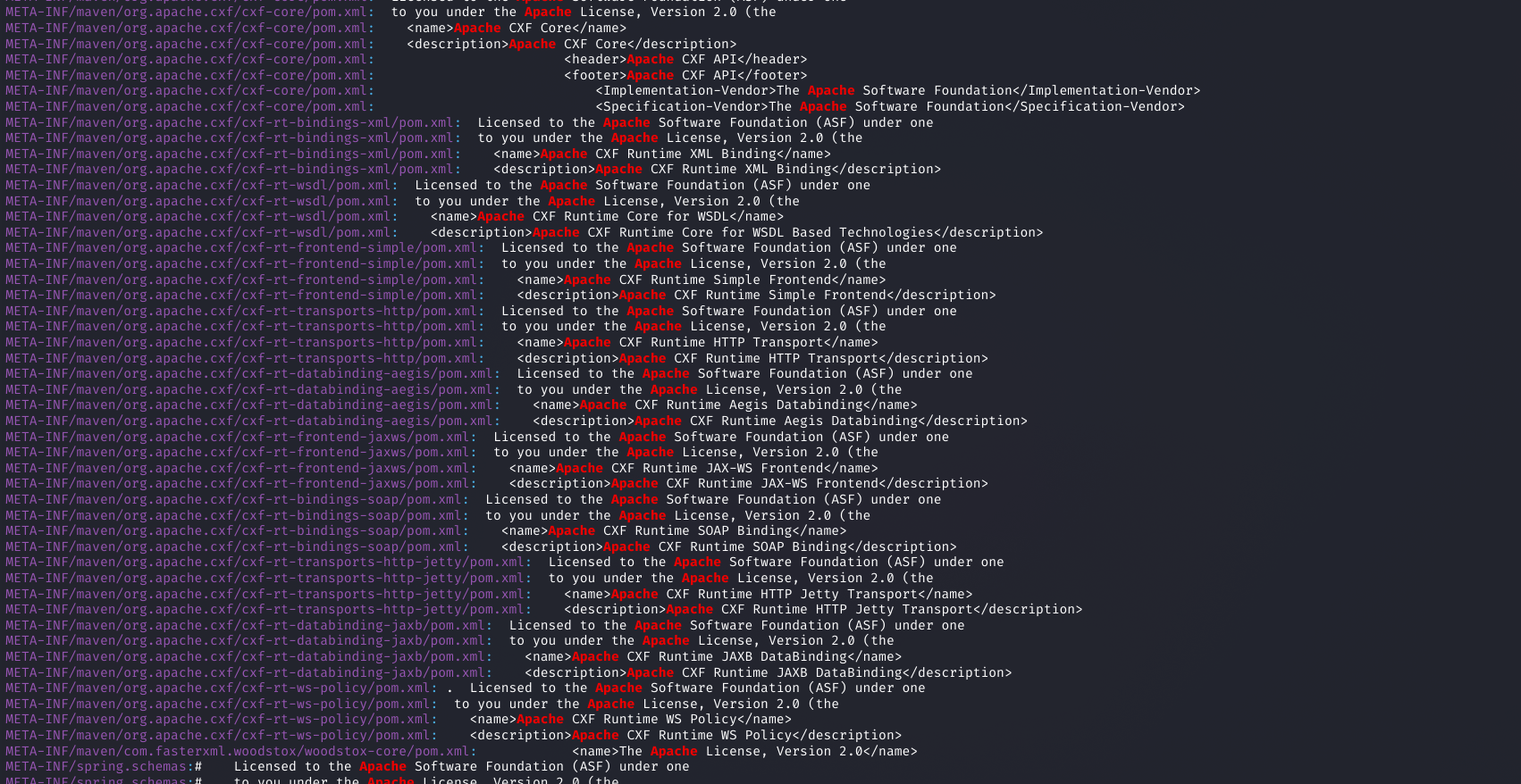 Apache CXF Runtime SOAP Binding version 3.2.14 identified in JAR manifest