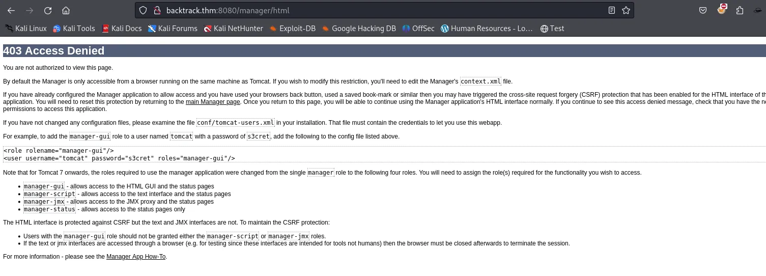 403 Access Denied from Tomcat manager HTML endpoint