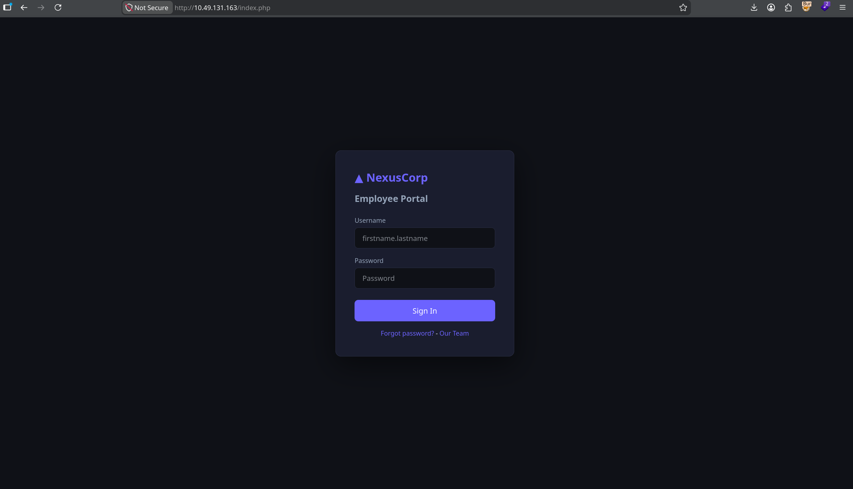 NexusCorp Employee Portal login page